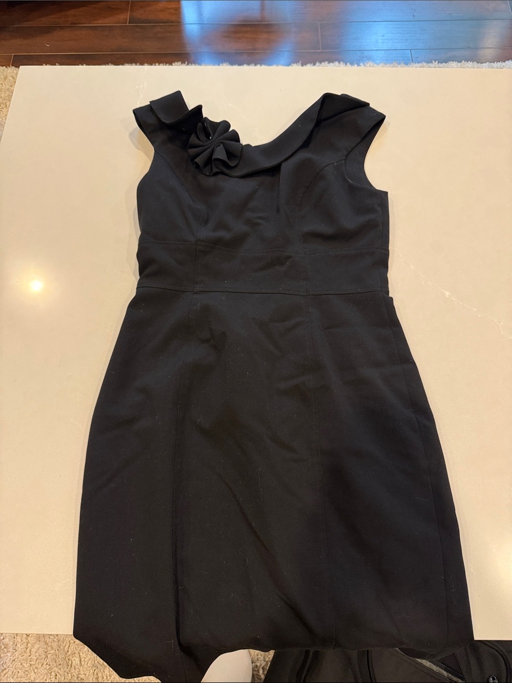Calvin Klein Black One-Shoulder Dress with Floral Detail